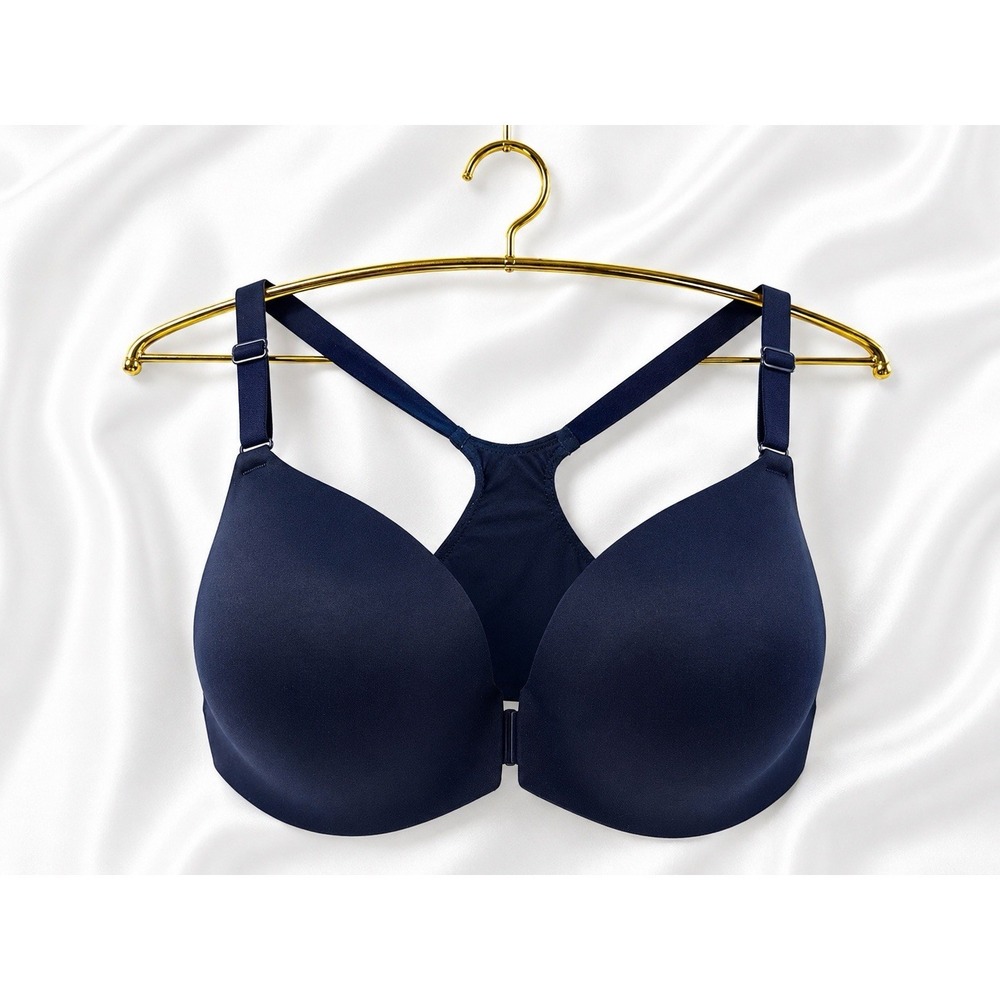 SOMA‎ Luxe Enbliss Front Close Racerback Bra 38DD Navy Blue Flexi-Underwire